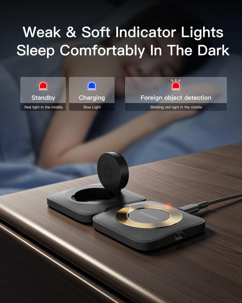 ?????????????? 2 in 1 Wireless Charging Station Magnetic Detachable, Wireless Magnetic Charger for Apple, Compatible with iPhone 15/14/13/12, Airp...