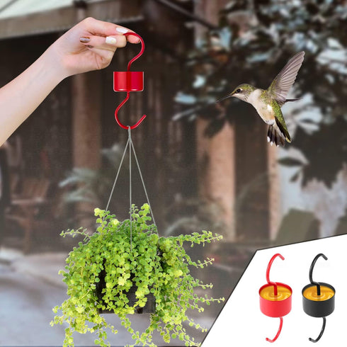 SAVITA 2pcs Ant Moat for Hummingbird Feeders Large Metal Moat Ant Moat Guard for Hummingbird Feeders Accessory Hooks for Bird Feeder with 2pcs Cle...
