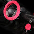 2 Pcs Furry Car Steering Wheel Cover with Fluffy Gear Shift Cover Soft Warm Non-Slip Car Decoration for Women Girls (Pink)...
