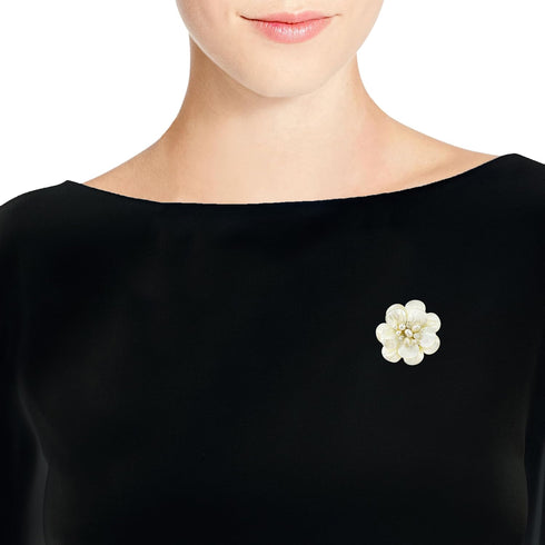 AeraVida Classical White Lotus Mother of Pearl-Cultured Freshwater Pearl-Crystal Fascinating Petals Floral Pin or Brooch for Women...
