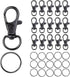Black Keychain Key Chain Rings Clips Bulk (60pcs, Small), Swivel Lanyard Snap Hooks (32mm) X 30pcs + Key Rings X 30pcs, for Keychain Crafts Resin ...