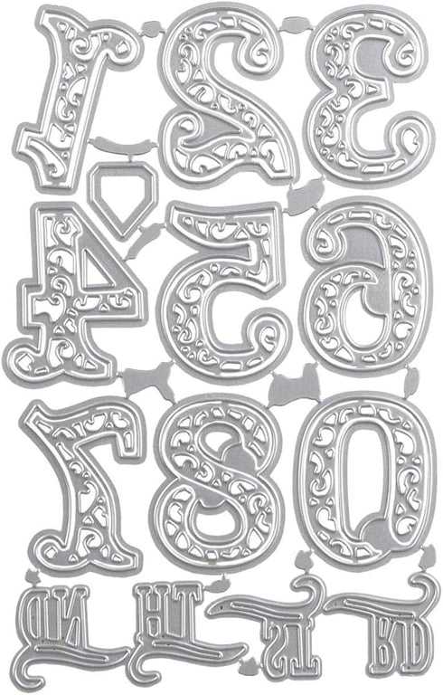 Number Dies for Scrapbooking Card Making, 0~9 Arabic Numbers Metal Cutting Dies Numbers Die Cuts for Decoupage Gift Birthday Date Cards DIY Scrapb...