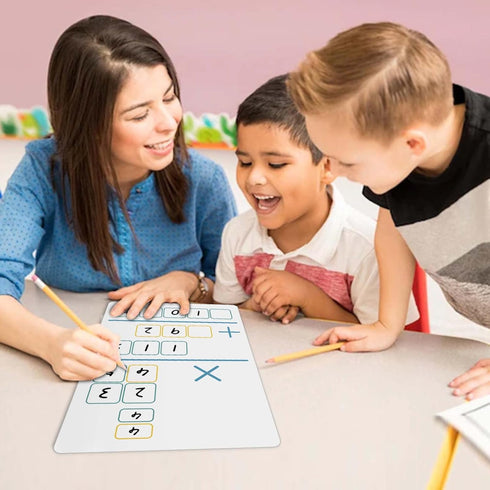 Dry Erase Long Multiplication Practice White Board, 8" x 12" Double Sided 2-digits Multiplication Board with a 4" x 2.5" Multiplication Chart Boar...
