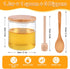 Honey Pot with Honey Sticks, Glass Honey Dispenser, One Honey Dipper and Three Honey Sticks Set 10 Oz, Honey Dispenser no Drip Glass, Honey jar, H...