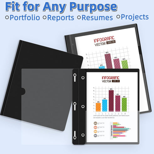 HAUTOCO 5 Pack Plastic Report Covers with 3 Prongs Fasteners Clear Front Resume Portfolio Folder for 8.5x11 Letter Size Paper, Presentation Docume...