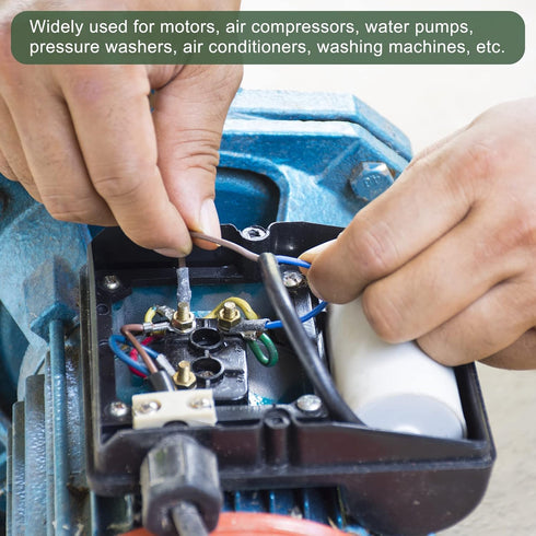 YOKIVE CBB60 Run Capacitor, 250V AC 45uF 50/60Hz with 2 Wires Lead Run Round Capacitor, Low Loss, Great for Washing Machines Motor (Gray, 104x50mm...