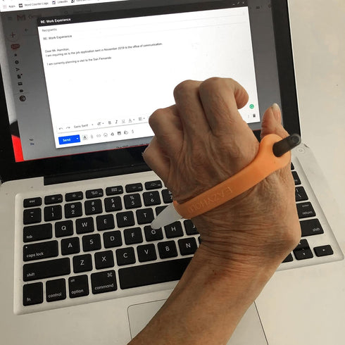 Orange Silicone Hand Grip Aid, U Cuff, Utensils Holder, Self Feeding Daily Living Aid, Assistive Device for OC Therapy, Special Needs, Cerebral Pa...