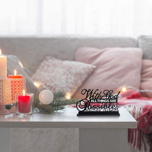 Jetec Inspirational Table Art with God All Things Are Possible Positive Sign Home Table Decoration, Motivational Centerpieces Letter Sign Wooden f...