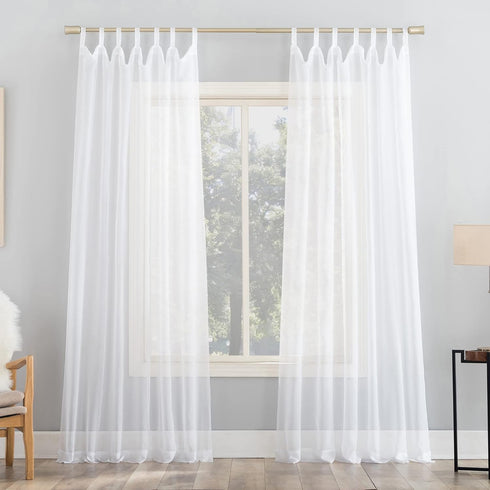 No. 918 Emily Sheer Voile Tab Top Curtain Panel, 59" x 95", White...