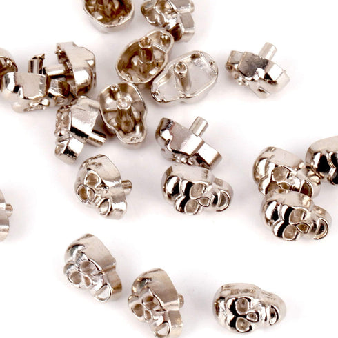RUBYCA Skull Head Rapid Rivets and Studs, Metal Double Cap Compression Rivets, Speedy Rivets for Fabric Leather Craft Crafting, Silver Color (100 ...