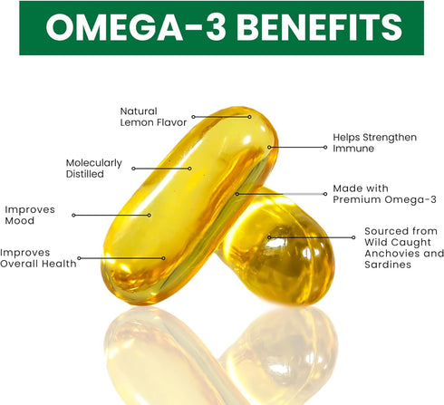 Zaytun Halal Fish Oil 1200mg Omega 3, Premium EPA/DHA, One Per Day, Supports Brain, Heart, Joint Health - 4 Months Supply, Lemon Flavor, Keto Frie...