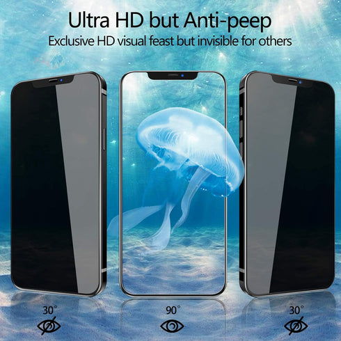 (2 Pack Privacy Screen Protector for iPhone 12 Pro Max, Anti Spy Tempered Glass Screen Protector, Touch Sensitive, Bubble-Free, Case Friendly, wit...