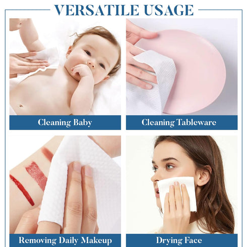 Dan River Disposable Face Towels – Dry Wipes for Skin, Super Soft Lint-Free Facial Tissue, Perfect for Cleansing, Skincare, Makeup Removal, Nursin...