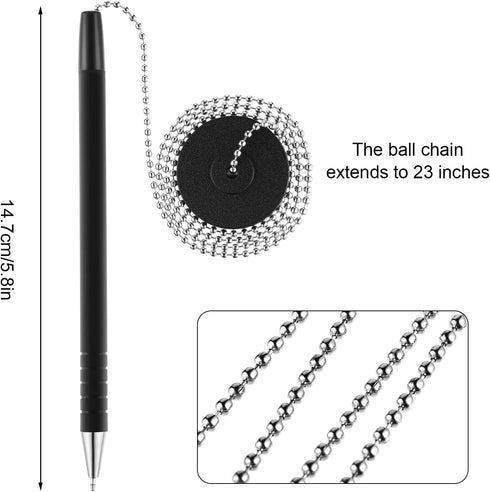 Secure Pen with Adhesive Pen Chain and Security Pen Holder for Home Office Supplies, Black Ink (14 Pieces)...