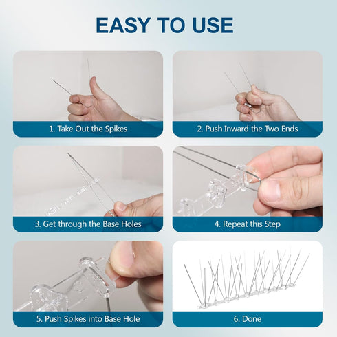 Bird Spikes, 10 Pack Pigeon Spikes of Stainless Steel for Outside to Keep Birds Away, Bird Scare Devices for Small Bird Cat Squirrel, Pigeon Spike...