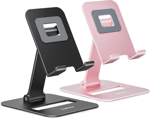 Nulaxy 2 Pack Dual Folding Cell Phone Stand, Fully Adjustable Phone Holder for Desk, Compatible with iPhone 15 14 13 12 11, Nintendo Switch, All P...
