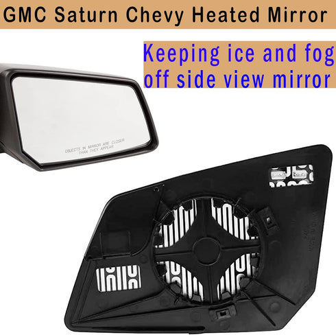 Acadia Passenger Side Heated Mirror Glass Compatible with GMC Acadia Limited Saturn Outlook Chevy Traverse Power Right Side Mirror Glass with Rear...
