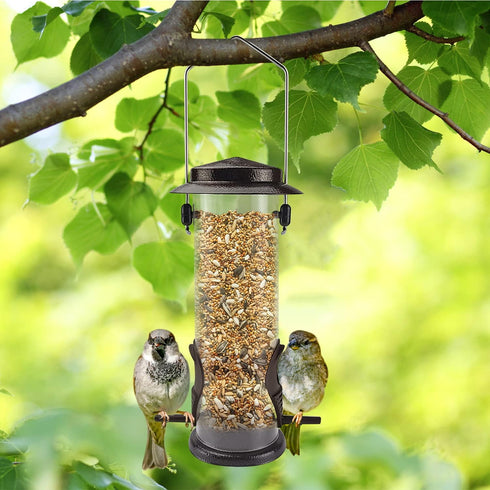 MIXXIDEA Wild Bird Feeders for Outdoors Hanging 2 Pack Stainless Steel Tube Bird Feeder Squirrel Proof, Finch Feeder for Garden Backyard Decoratio...