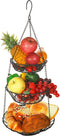 3 Tier Hanging Basket with Sturdy Metal Chain Hanging Hooks Fruit and Vegetable Basket Heavy Duty Wire Organizer Space Saving Rustic Country Style...