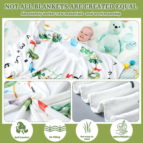 Golf Print Baby Monthly Milestone Blanket Newborn Baby Boy Golf Gender Neutral Newborn and Baby Nursery Essentials Personalized Golf Baby Ideas fo...