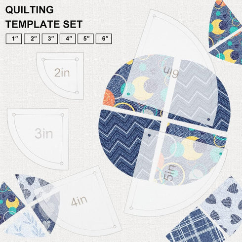 BENECREAT 10Pieces Quilting Acrylic Template Set, 2/3/4/5/6Inch Transparent Rulers with Film Protection, for DIY Kitchen Art Craft...