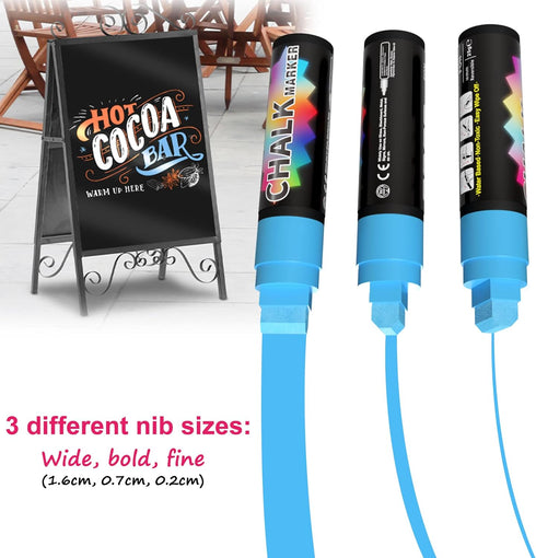 FansArriche Window Markers - 15mm Jumbo - 3 Pack of Neon Chalk Pens - Liquid Chalk Bright Car Markers, Chalkboard Markers for Windows, Blackboard,...
