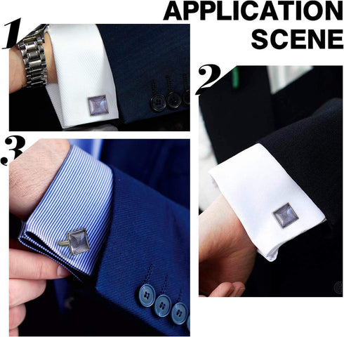 PH PandaHall 24 pcs 3 Colors Brass Cufflink Cuff Button Pads 16mm Square Tray Bezel Cufflink Blanks with Clear Cabochons for Shirt Cloth Accessori...