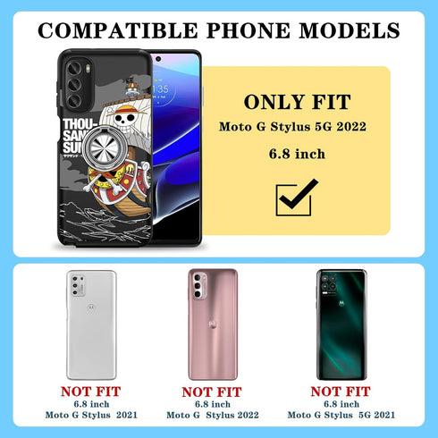 Joyleop for Moto G Stylus 5G 2022 Phone Case Cute Cartoon Anime Print Phone Cover for Girls Kids Pretty Girly with Ring Holder Stand Magnetic Mili...