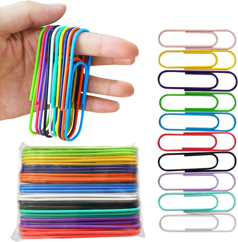 Colorful Paper Clips Large, Pack of 30 Bright Vinyl Coated Jumbo Paper Clips for Papers School Office Supplies 10 cm...