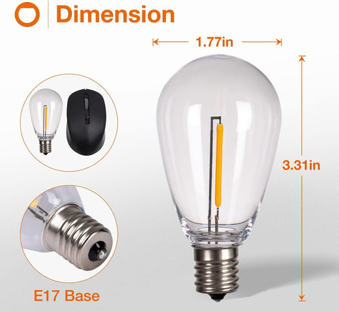 addlon LED Replacement Bulbs 1W S14 4 Pack Waterproof E17 Screw Base for Outdoor LED String Lights Shatterproof...