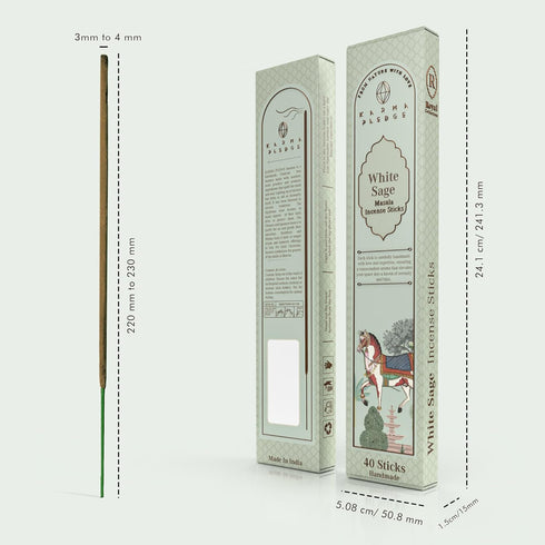 White Sage Masala Incense Sticks, Organic Hand Rolled Incense, Natural Herbs & Aromatic Ingredients, Contain 40 Sticks Inside, Burn Time 45-60 Min...