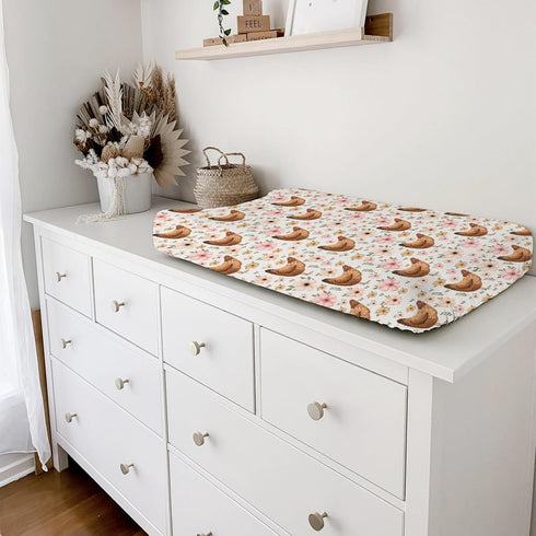 Vintage Hens Chicken Boho Floral Changing Pad Cover Farm Animals Change Table Pad Cover for Baby Boys Girls Soft Breathable Stretchy Snug Fitted B...