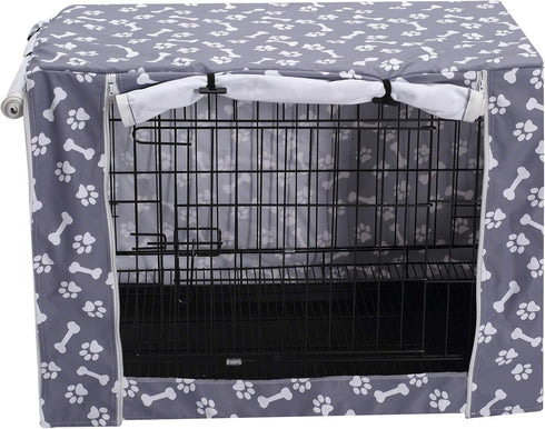 Pethiy Dog Crate Cover Durable Polyester Pet Kennel Cover Universal Fit for Wire Dog Crate - Fits Most 24 inch Dog Crates - Cover only-Sky Gray-24...