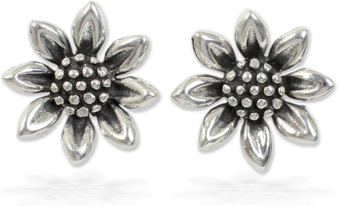 NOVICA Artisan Handcrafted Small Sunflower Stud Earrings | .925 Sterling Silver Stud Earrings | Lightweight With Gift Pouch | Sunflower Love-Theme...