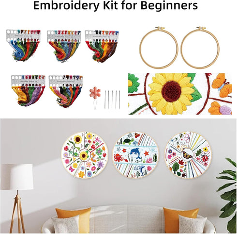5 Sets Cross Stitch Kit for Beginner, Animal and Plant Beginner Embroidery Kit, Needle Point Kits With Pattern And Instructions for Adults Include...