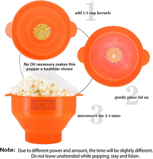 The Original Korcci Microwaveable Silicone Popcorn Popper, BPA Free Microwave Popcorn Popper, Collapsible Microwave Popcorn Maker Bowl, Use In Mic...