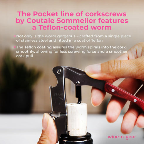 Pocket Prestige Waiters Corkscrew By Coutale Sommelier - Rosewood - French Patented Spring-Loaded Double Lever Wine Bottle Opener for Bartenders a...