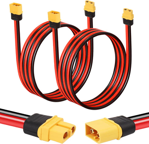 2PCS XT60 Extension Cable 10AWG 3FT XT60 to XT60 Cable with Male to Female Connector for Portable Power Station Solar Panel RC Battery...