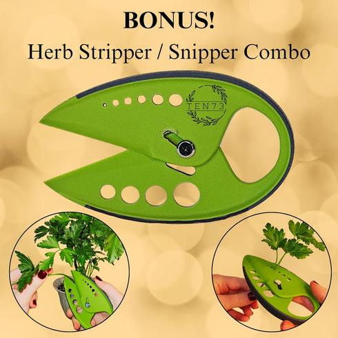 Herb Scissors, Stainless Steel Multipurpose 5 Blade Kitchen Herb Shears, Herb Cutter with Safety Cover and Cleaning Comb for Chopping Basil Chive ...