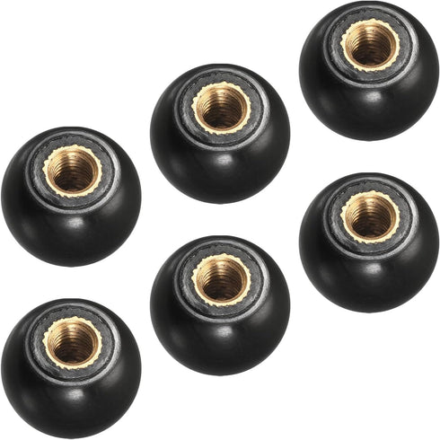 Threaded Ball Knobs (16mm/0.63") 6Pcs, Plastic Ball Lever Knob with M5 Female Thread Iron Insert - for Machine Handle Tool Replacement, Black...