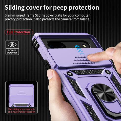 WEYCOLOR for Google Pixel 6A Case with Camera Lens Cover HD Screen Protector, 10 FT Military Grade Drop Protection, Magnetic Ring Holder Kickstand...