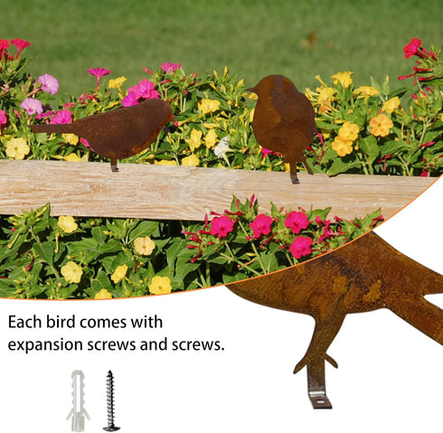 5PCS Metal Bird Silhouette with Rusty, Rusty Birds Decoration, Metal Birds Statues, Lifelike Patina Metal Birds Garden Ornaments Silhouette...