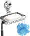 Soap Holder Shower, Suction Cup Soap Dish for Shower with 4 Hooks, 304 Stainless Steel, Silver...