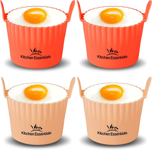 Air Fryer Baking Ramekins – Premium Food-Grade Silicone Mold Cups – Large Size, Easy Release Nonstick Bakeware Set, 4-Pack for Eggs, Muffins, Cupc...