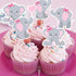 Finduat 48 Pieces Pink Elephant Cupcake Toppers for Girl Baby Shower Decorations Supplies, Baby Girl Birthday Party Supplies(Double Sided)...