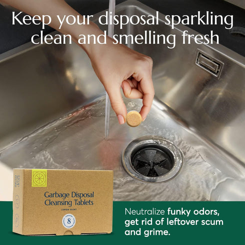 CLEANOMIC - Garbage Disposal Cleansing Tablets (8 Pack) - Foaming Garbage Disposal Cleaner and Deodorizer, Household Garbage Disposal Cleaners, Si...