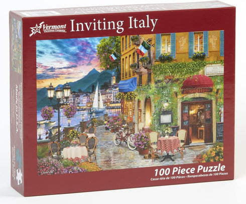 Vermont Christmas Company Inviting Italy Jigsaw Puzzle - 100 Piece Italy Puzzles for Adults & Families - 19" x 13" Jigsaw Puzzle of Italy with Lar...