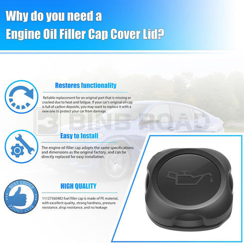 Engine Oil Filler Cap 11127560482 Compatible with BMW 128i 328xi 335i 528i 535i 740i X1 X3 E90 E91 E92 E83...