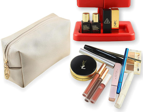 Small Makeup Bag Portable Cosmetic Bag for Women Makeup Pouch Waterproof Toiletry Bag for Travel (Beige, Normal)...