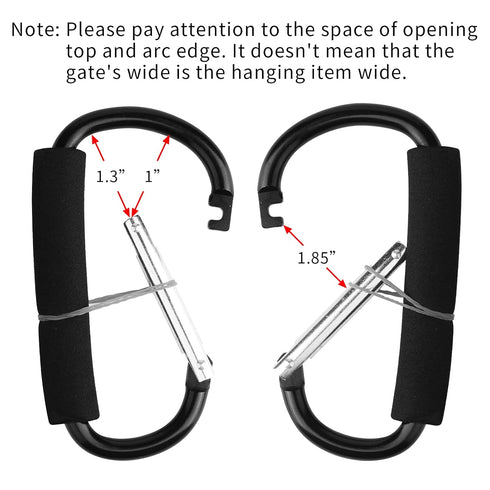 4 Pack Large Carabiner 5.5" D Style Click and Carry Bag Carrier Stroller Hooks(Black and Blue)...